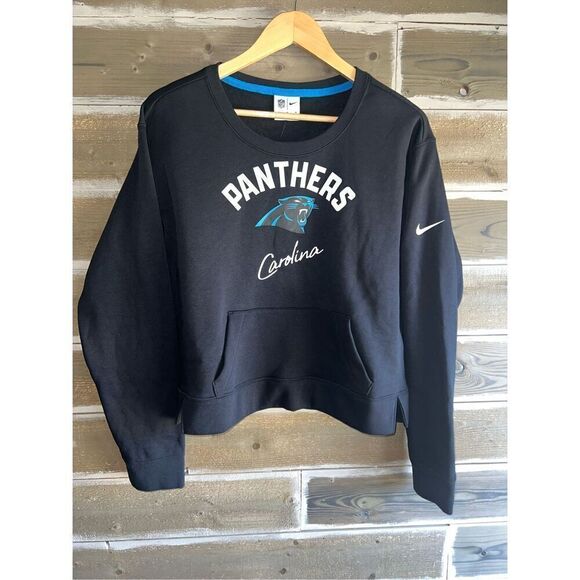 Nike NWT Carolina Panthers NFL WOMENS Fleece lined crew Neck Football - Picture 1 of 4